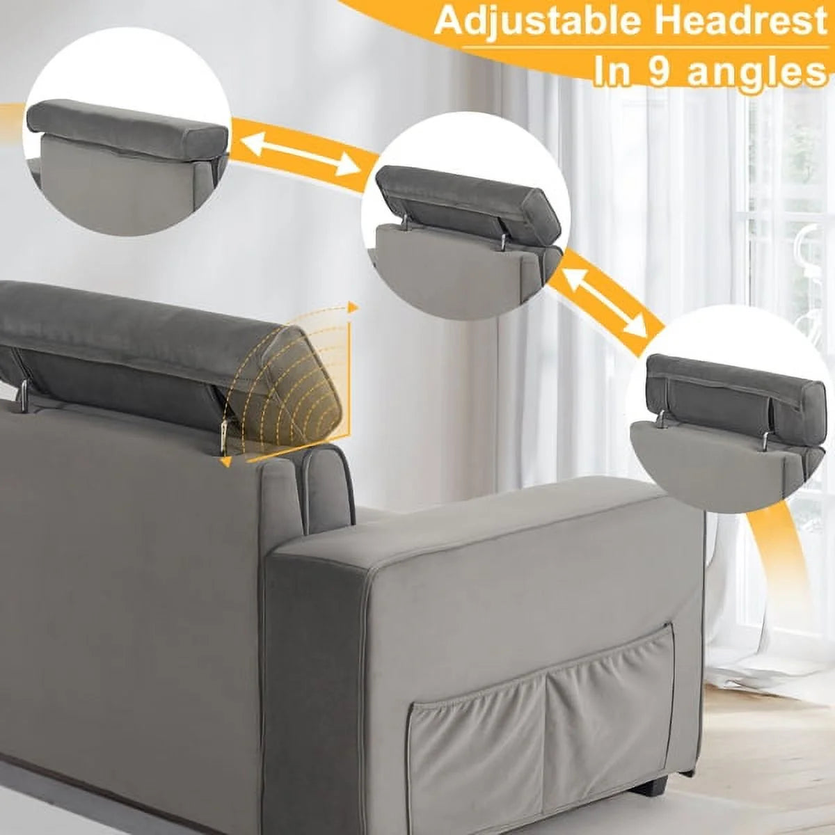 Dark Gray Velvet Two-Seater Sofa with Removable Armrests G35745