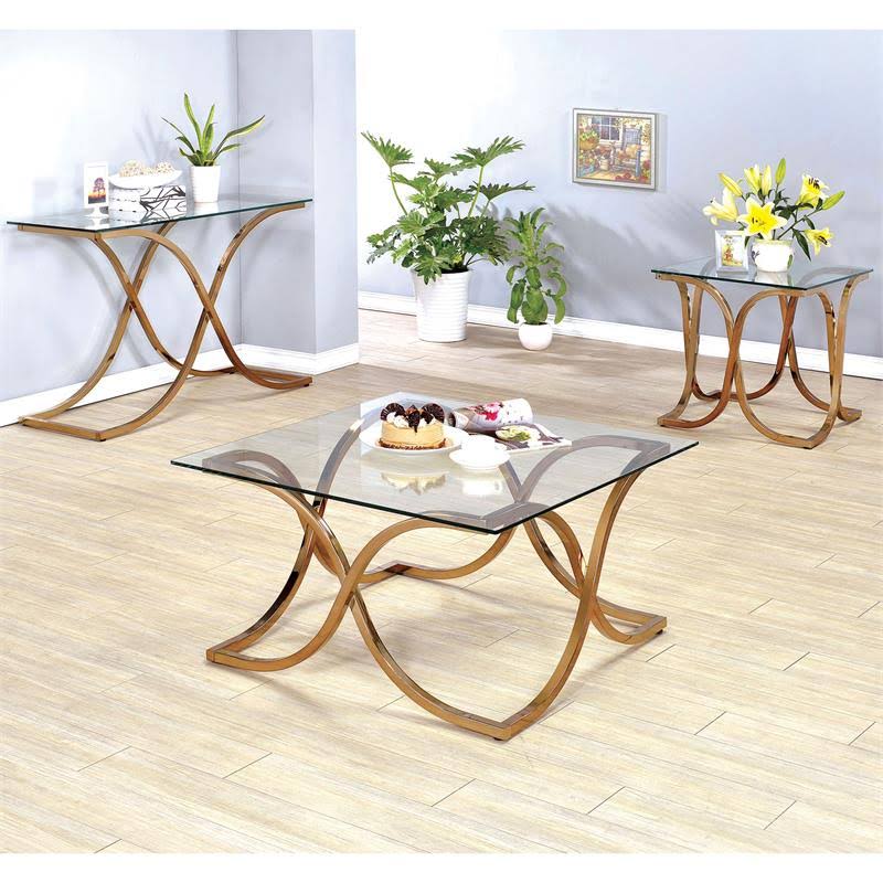 Glass Top Console Table in Champagne O415234