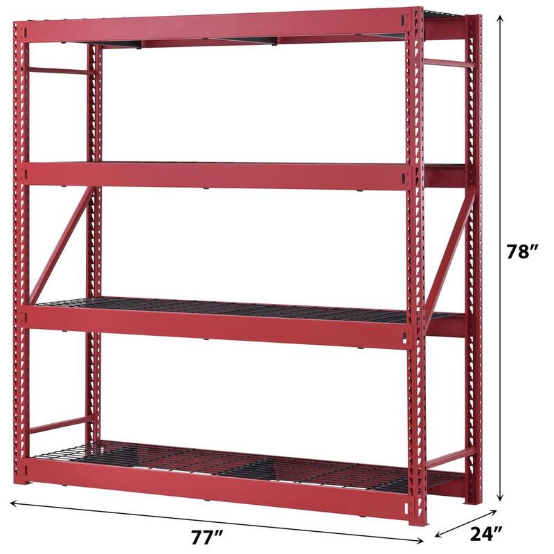 4-Tier Steel Freestanding Shelving Unit in Red V123252