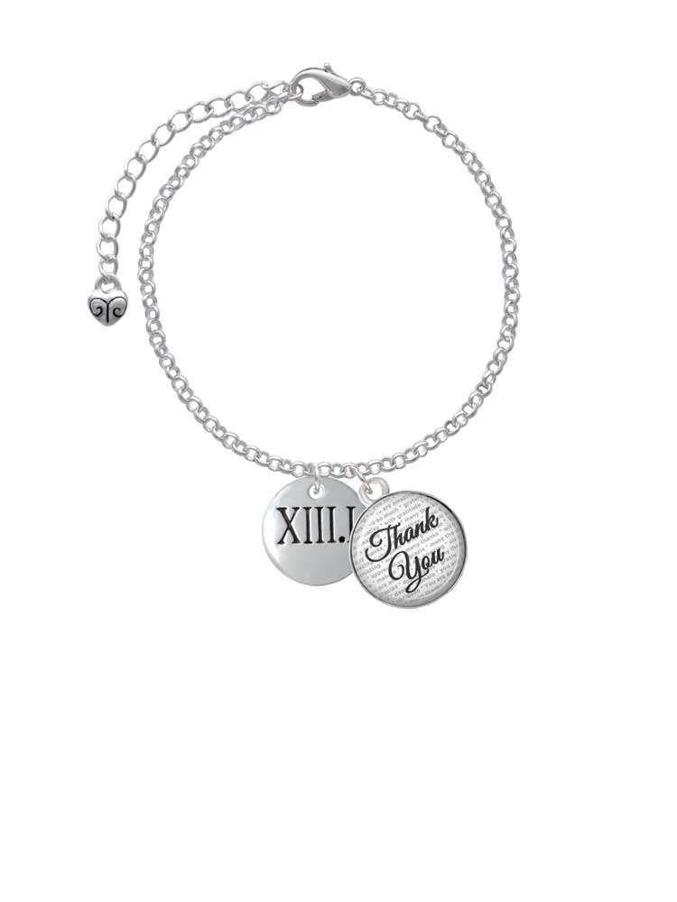 Silvertone Half Marathon Roman Numeral Charm Bracelet, 6"+2" D98693