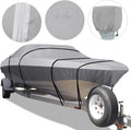800D Waterproof V-Hull Boat Cover with Motor Cover (17-19' Beam Width: up to 96", Gray) I840475