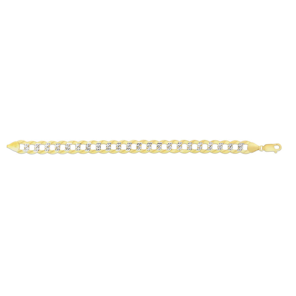 14k Yellow Gold White Pave Curb Chain Bracelet G4408