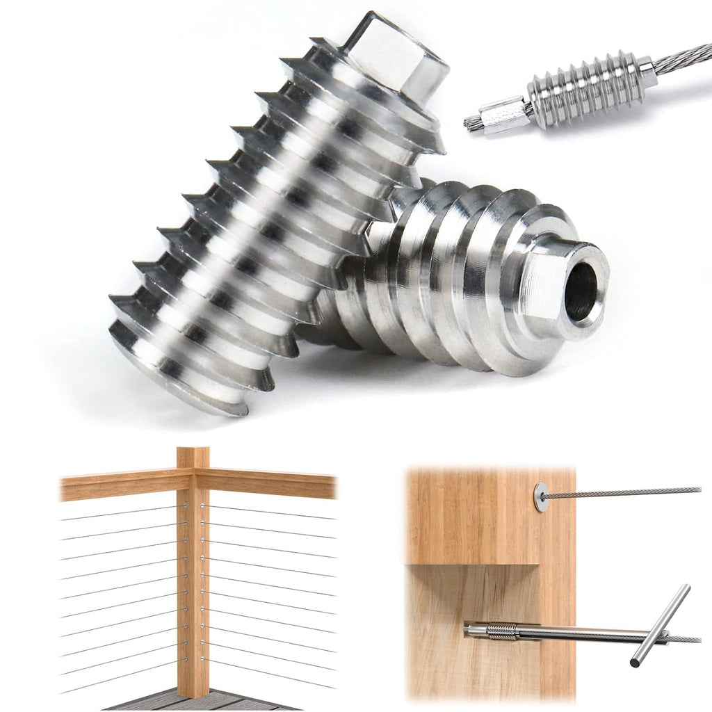 20Pack 1/8" Invisible Cable Railing Kit T316 Stainless Steel for Wood Posts Deck Stairs 10 Cable Lines G98899