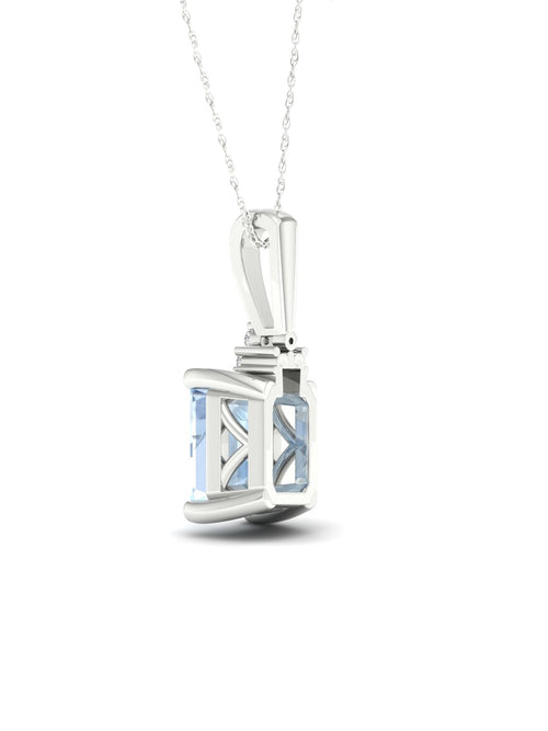 10K White Gold Aquamarine Diamond Necklace A27351