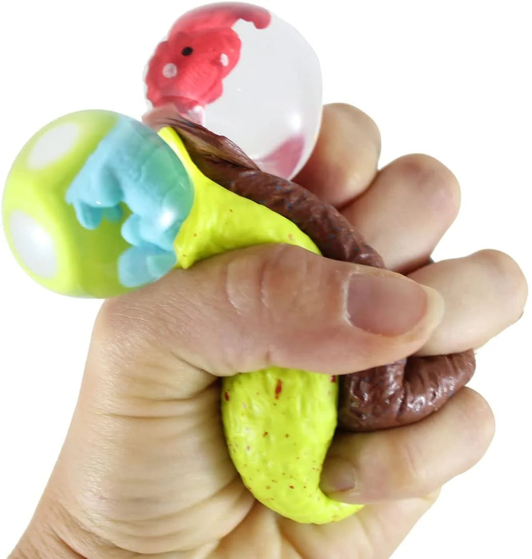 Set of 4 Hatching Dinosaur Egg Squeeze Stress Ball Sensory Fidget Toy G582