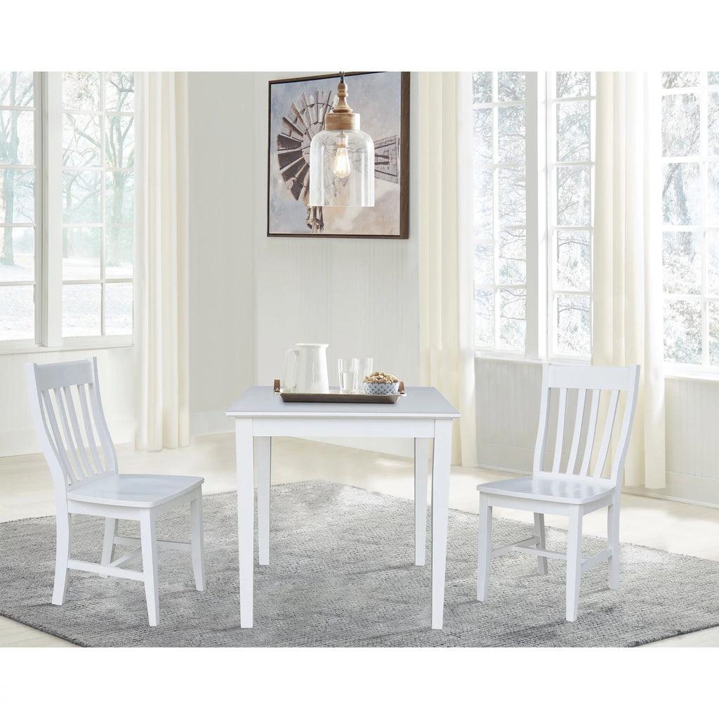 Solid Wood White 3 Piece Dining Table Set with 2 Chairs A268210