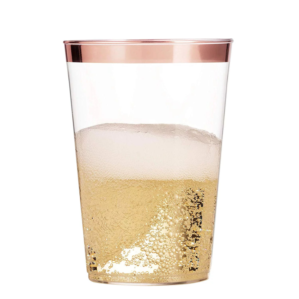 100 Rose Gold Rimmed 16 Oz Clear Plastic Cups H246996