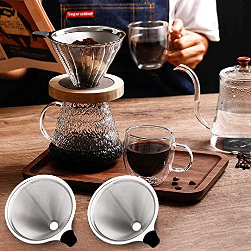 Stainless Steel Reusable Cone Coffee Mesh Dripper W1342