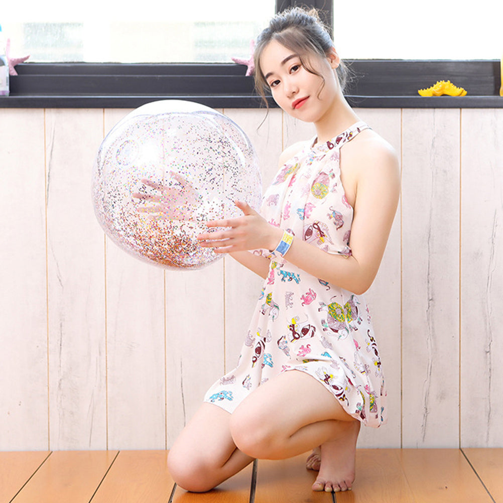 4pcs Glitter Sequin Beach Balls Inflatable PVC Toys with Pumps K289