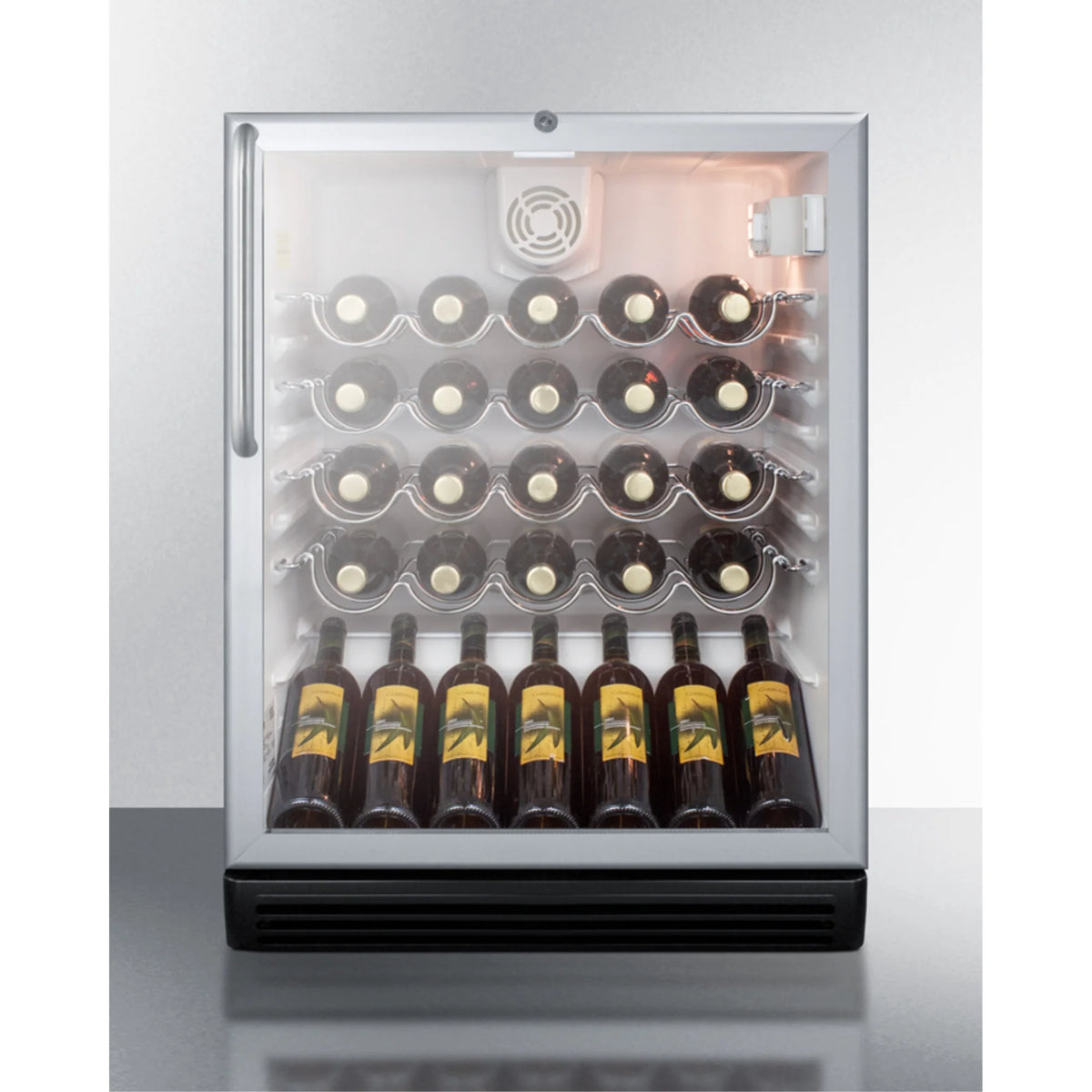 Black Glass Door Wine Cellar with Lock F813