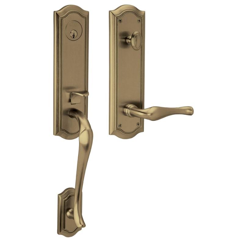 Satin Brass and Black Left Hand Single Cylinder Mortise Entry Handleset X64431