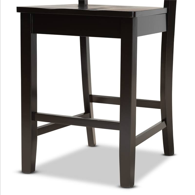 Dark Brown Wood 2-Piece Counter Stool Set W564596