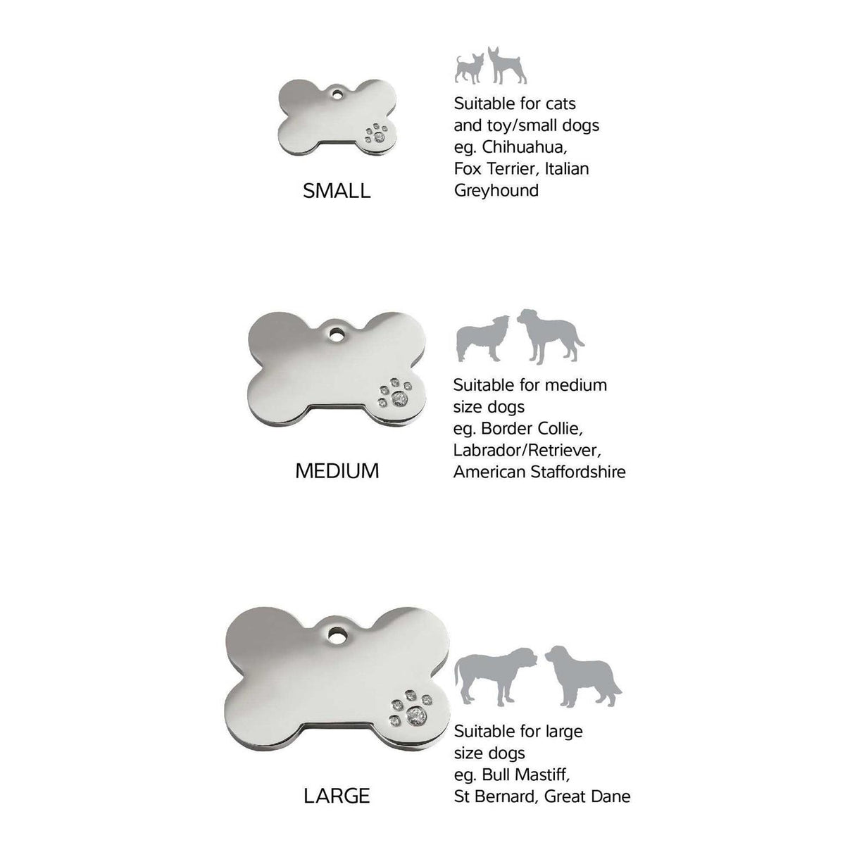 Diamante Pet ID Tag Bone B46708