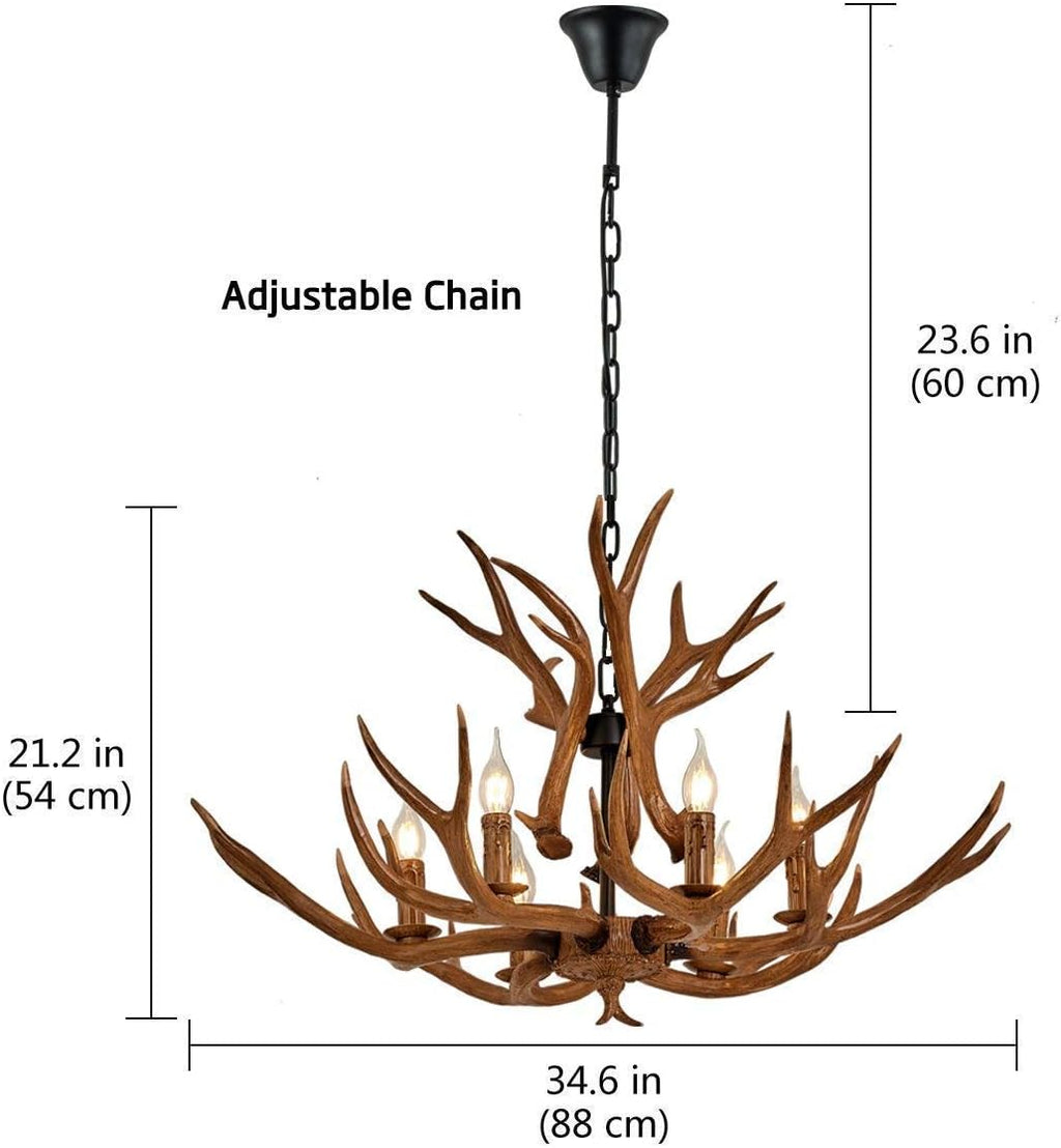 Resin Antler Chandelier, 6 Light Ceiling Light B858824