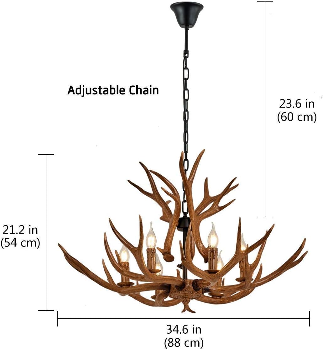 Resin Antler Chandelier, 6 Light Ceiling Light B858824