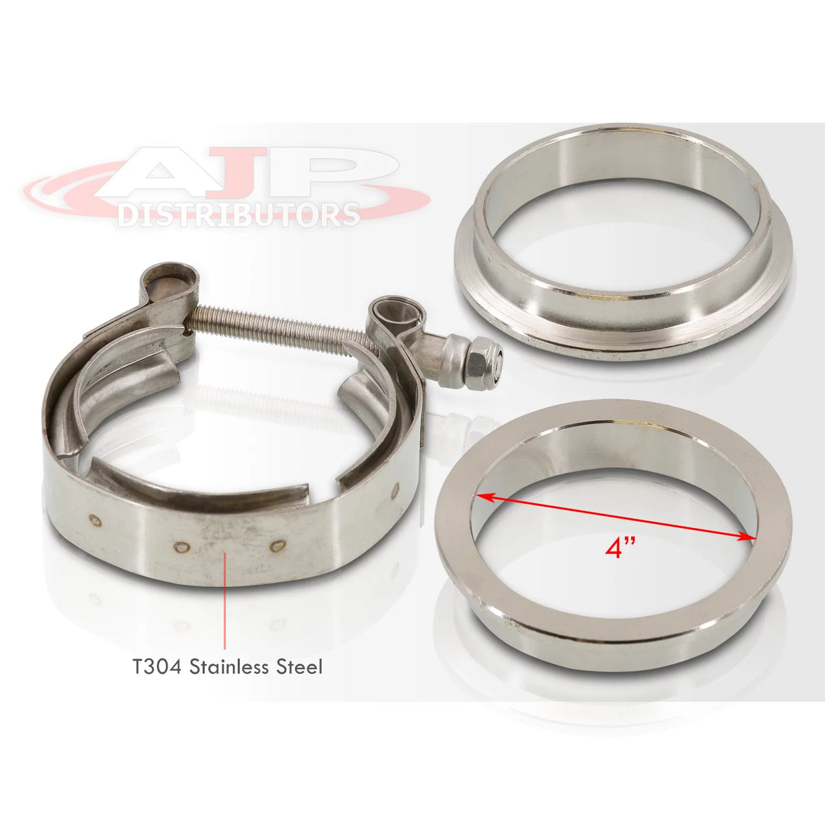 4" Stainless Steel V-Band Clamp + Flange Kit O712629