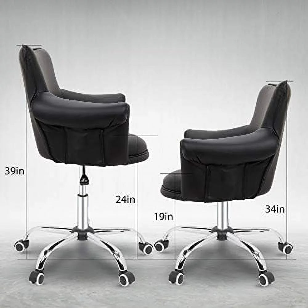 Black Adjustable Height 360° Swivel Vanity Chair F220