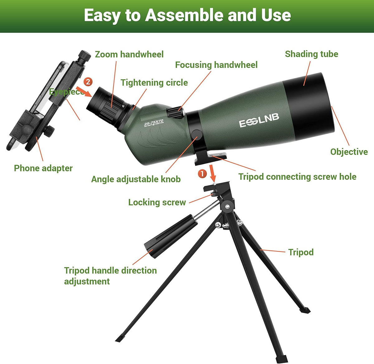 Spotting Scope with Tripod and Phone Adapter I452416