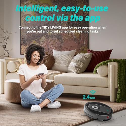 Robot Vacuum and Mop Combo, 4000Pa Suction, Self-Charging Smart Vacuum Cleaner with Water Tank & Dustbin, App Control (Black) X48239