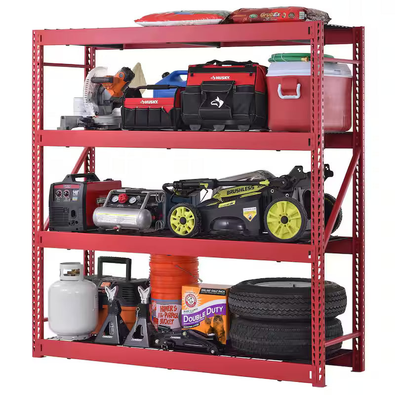 4-Tier Steel Freestanding Shelving Unit in Red V123252