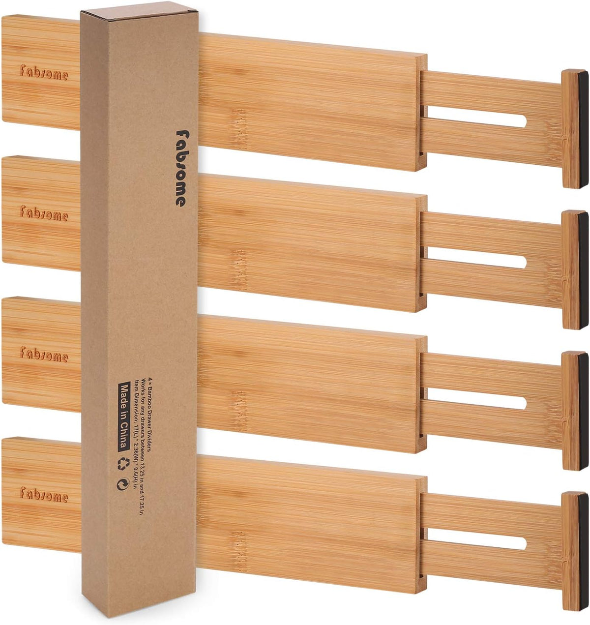 Adjustable Bamboo Drawer Divider 4 Pack W640409