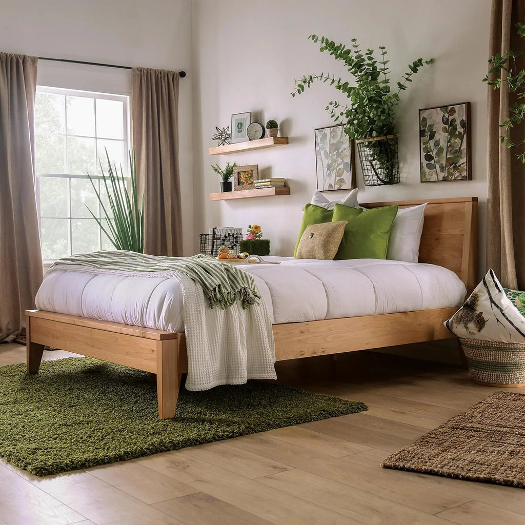 Light Oak Solid Wood Queen Bed E40261