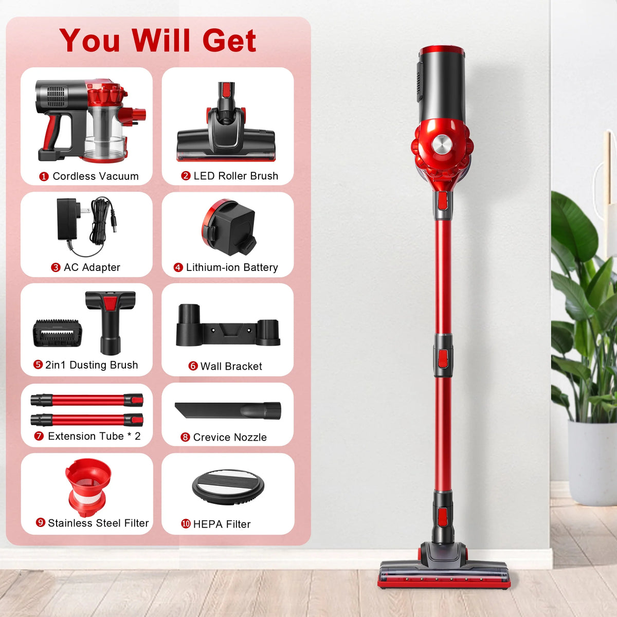 Cordless Bagless Lightweight Stick Handheld Vacuum Cleaner W2213