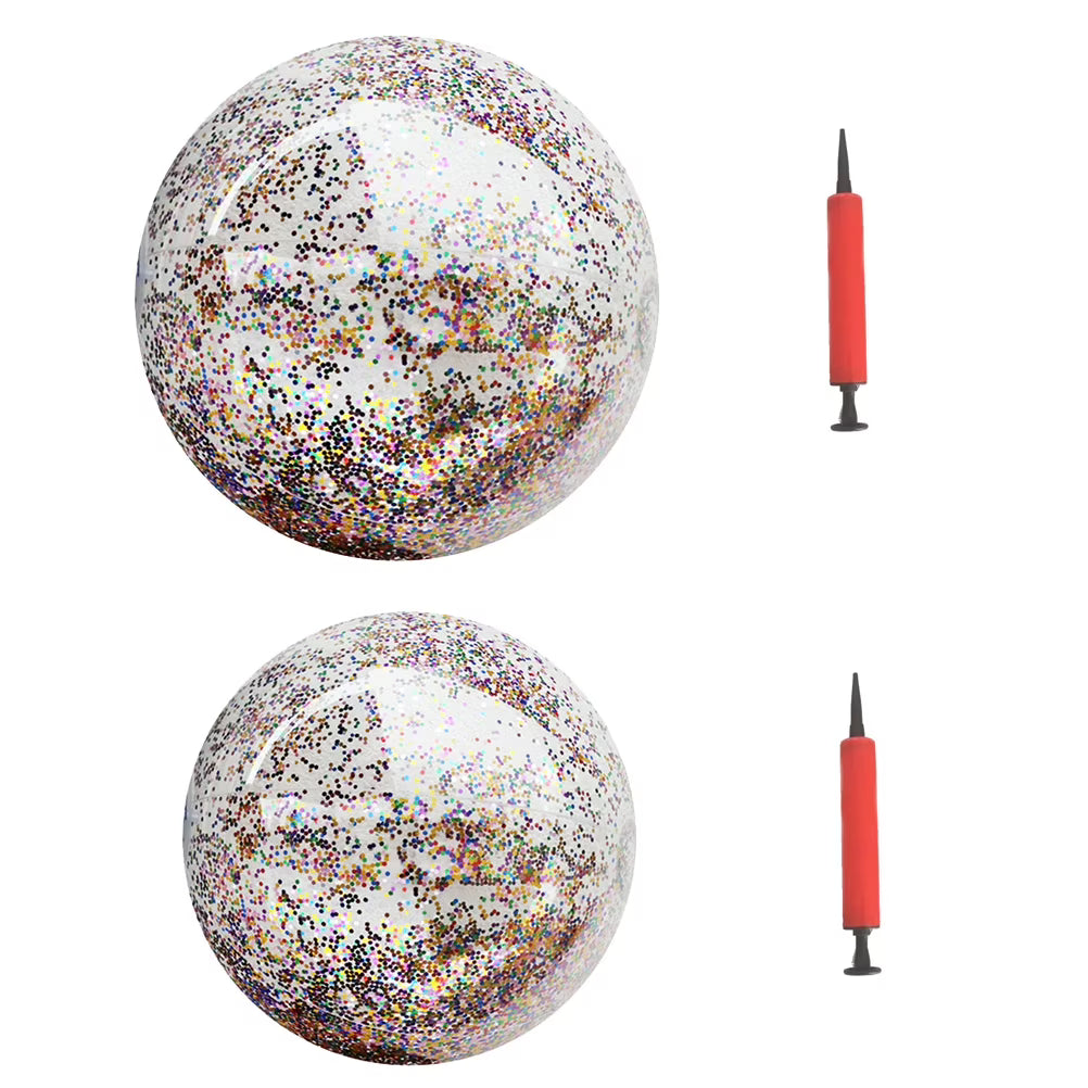 4pcs Glitter Sequin Beach Balls Inflatable PVC Toys with Pumps K289