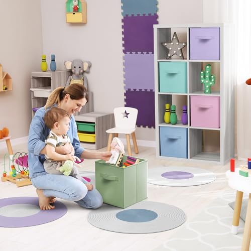11 Inch Fabric Storage Cubes, 6 Collapsible Baskets with Handle Y93658