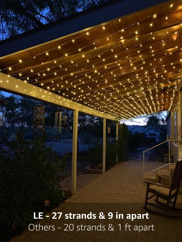 306 LED Curtain Lights with 18 Hang Down String Lights F806