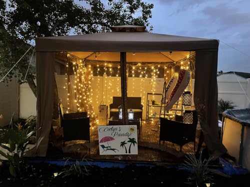 306 LED Curtain Lights with 18 Hang Down String Lights F806