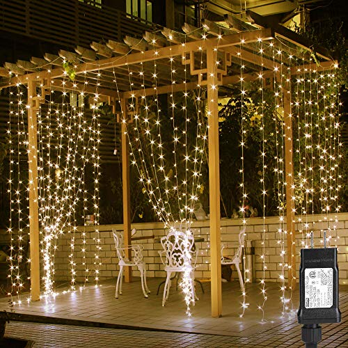 306 LED Curtain Lights with 18 Hang Down String Lights F806