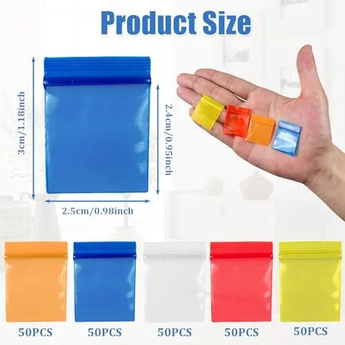 1"x1" 4 Mil Mini Plastic Pouches Colored Clear Resealable Storage Bags O287