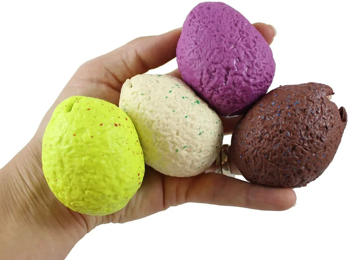 Set of 4 Hatching Dinosaur Egg Squeeze Stress Ball Sensory Fidget Toy G582