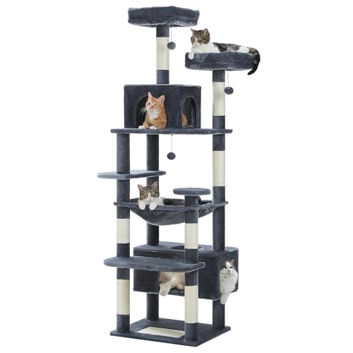 53.5 Inches Pink Cat Tree with Hammocks and Scratching Posts U16544