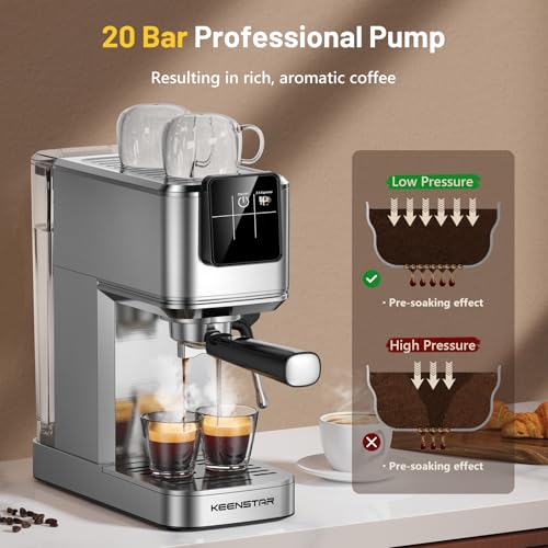 Espresso Coffee Machine with Milk Tank, 20Bar, Touch Screen, Steam Wand Q156