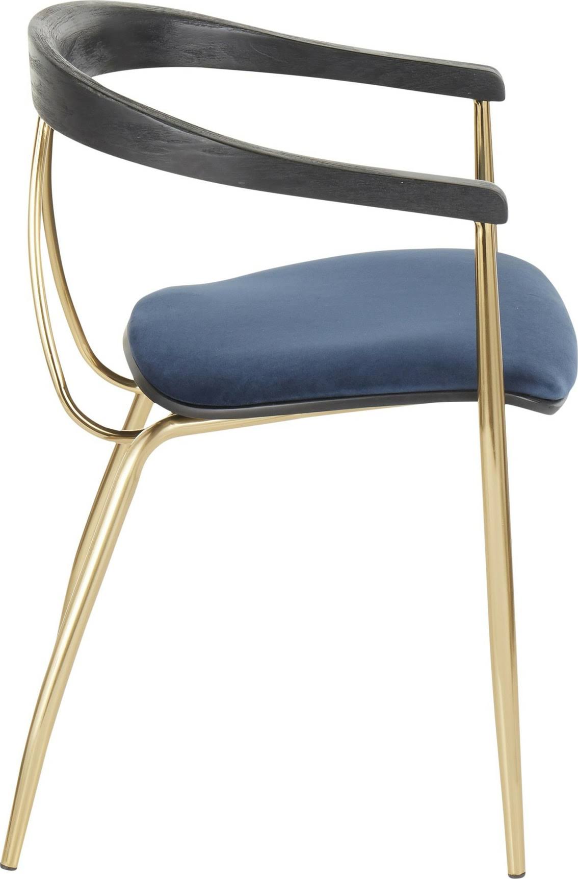 Blue Velvet Gold Metal Chair Set of 2 B5069