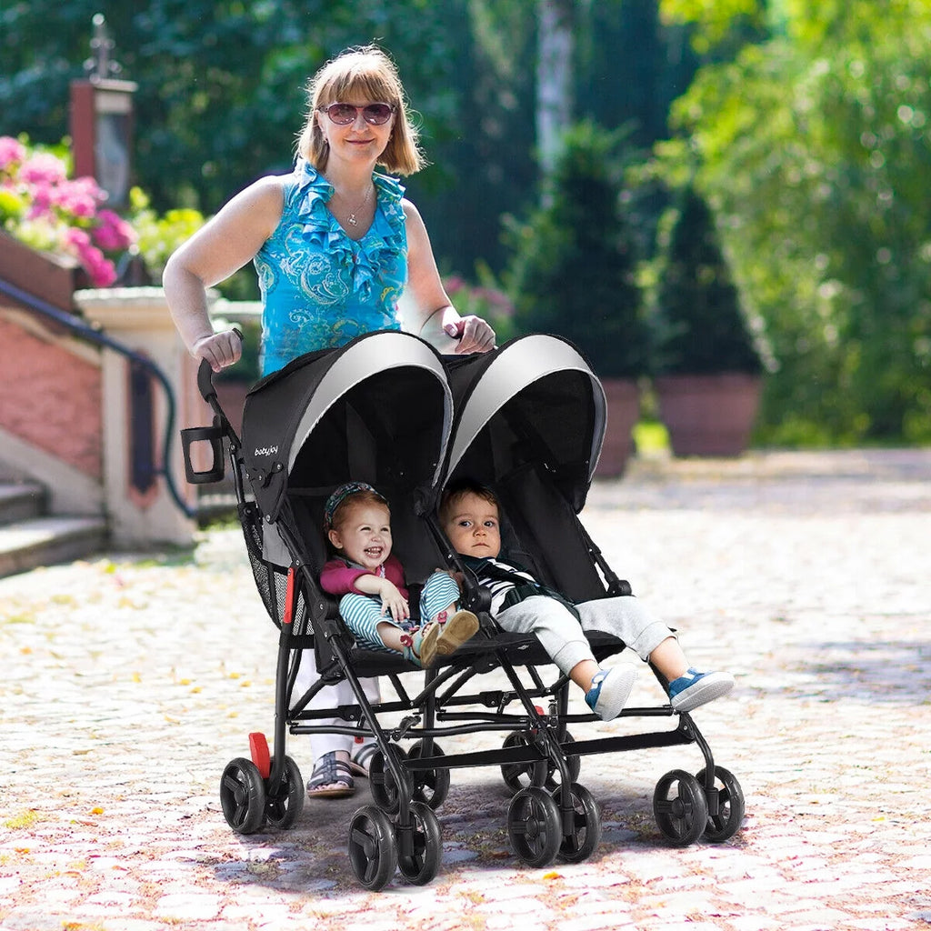 Foldable Twin Double Stroller Black X4481