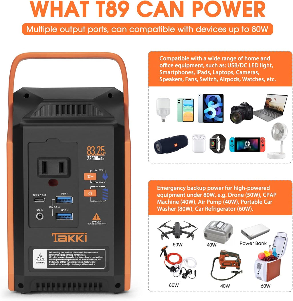 83Wh Portable Power Station with 110V AC Peak 120W Battery Backup, Pack of 2 A68855