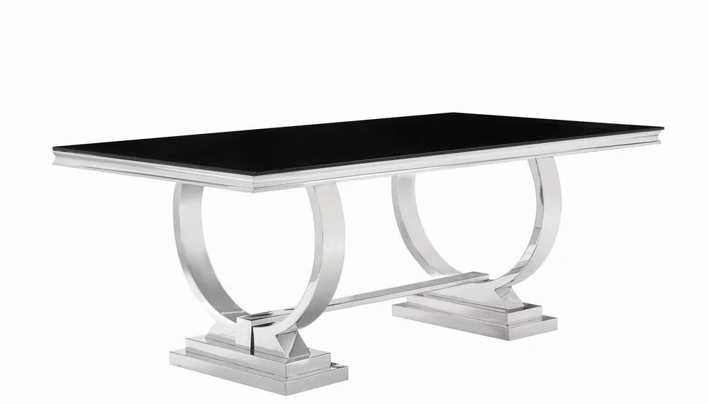 Rectangular Dining Table Chrome and Black P29450