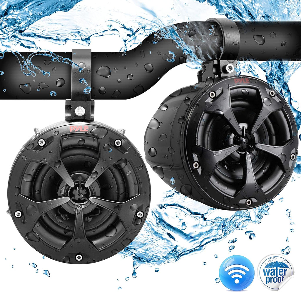 4” Waterproof Bluetooth Speakers with Amplified Speaker System for ATV/UTV, Aux Input, Marine Grade Weatherproof, 12V Vehicles A12322