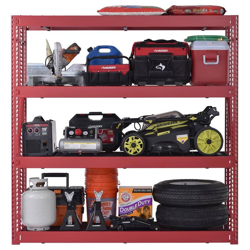 4-Tier Steel Freestanding Shelving Unit in Red V123252