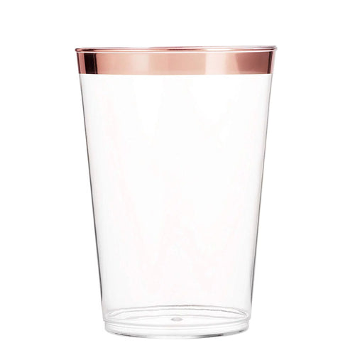 100 Rose Gold Rimmed 16 Oz Clear Plastic Cups H246996