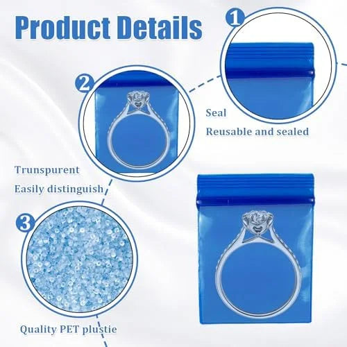 1"x1" 4 Mil Mini Plastic Pouches Colored Clear Resealable Storage Bags O287