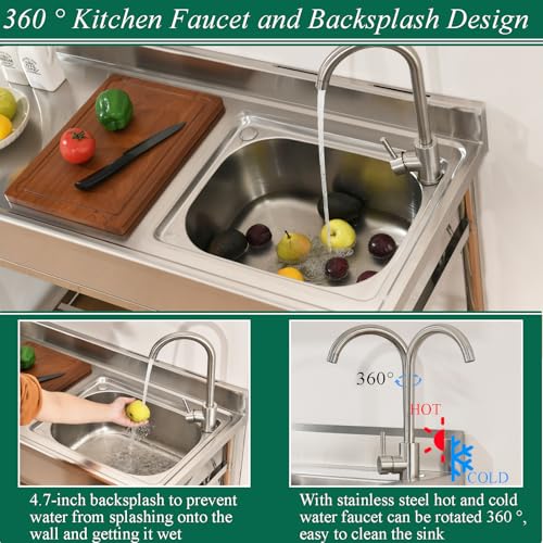 Stainless Steel Freestanding Single Bowl Utility Sink H68298