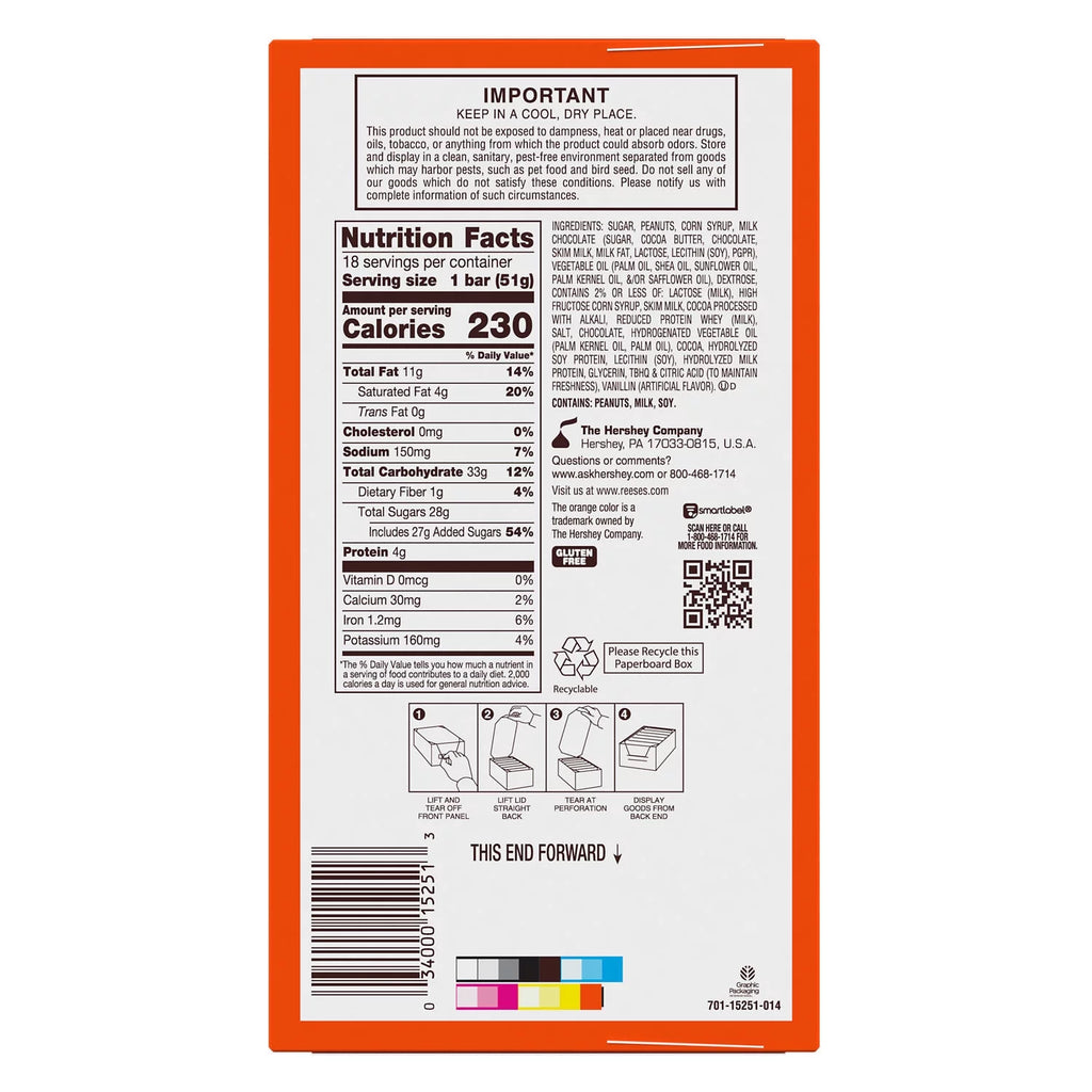 Peanut Butter Nougat Candy Bars 1.8 oz 18 Count H653