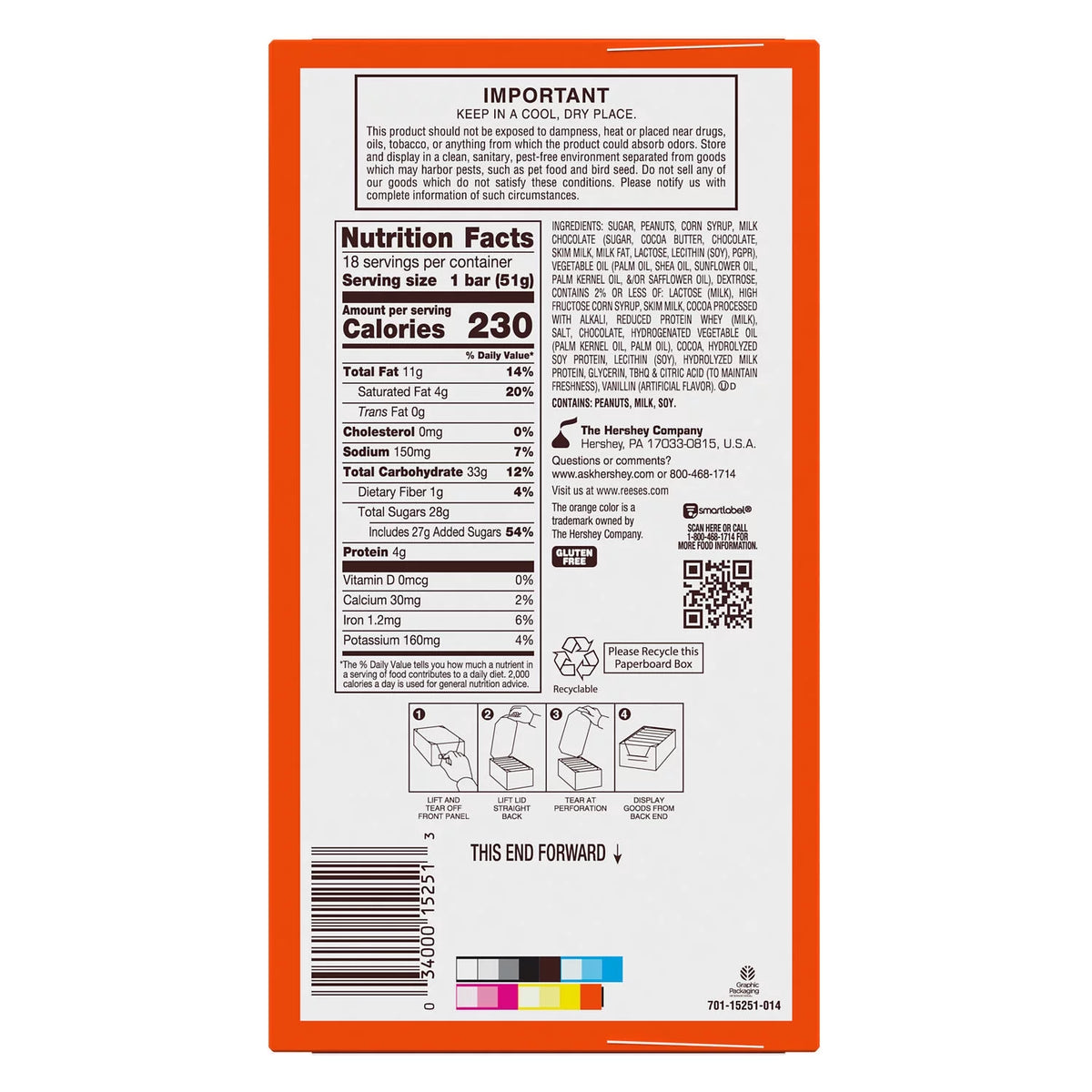 Peanut Butter Nougat Candy Bars 1.8 oz 18 Count H653