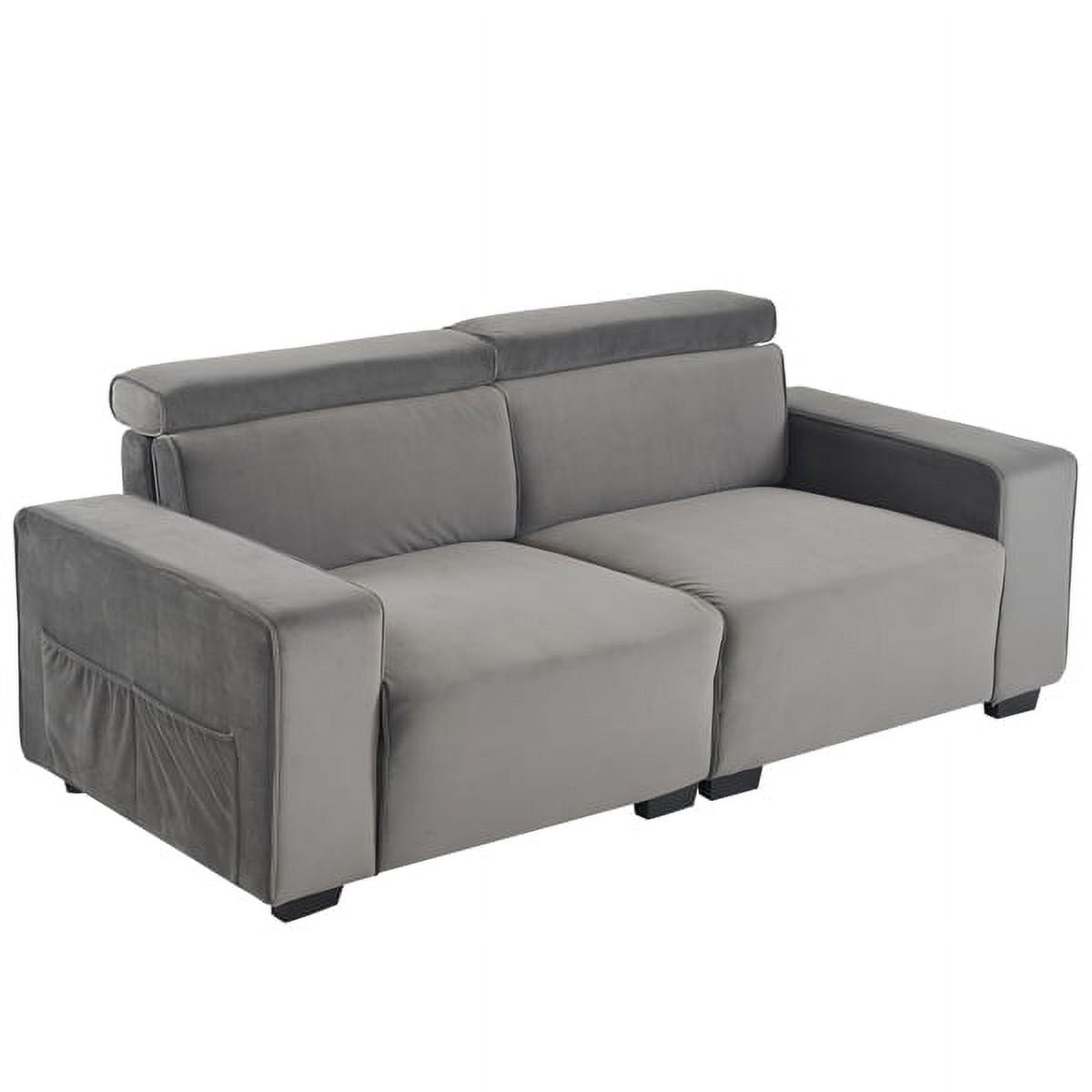 Dark Gray Velvet Two-Seater Sofa with Removable Armrests G35745
