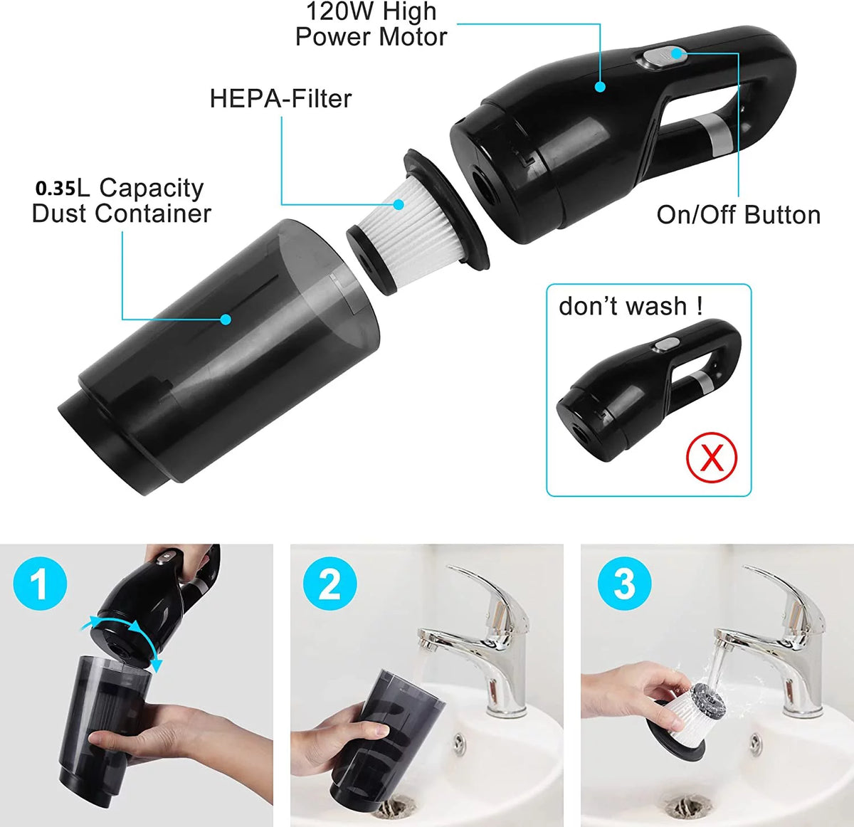120W Cordless Handheld Car Vacuum Cleaner B89270