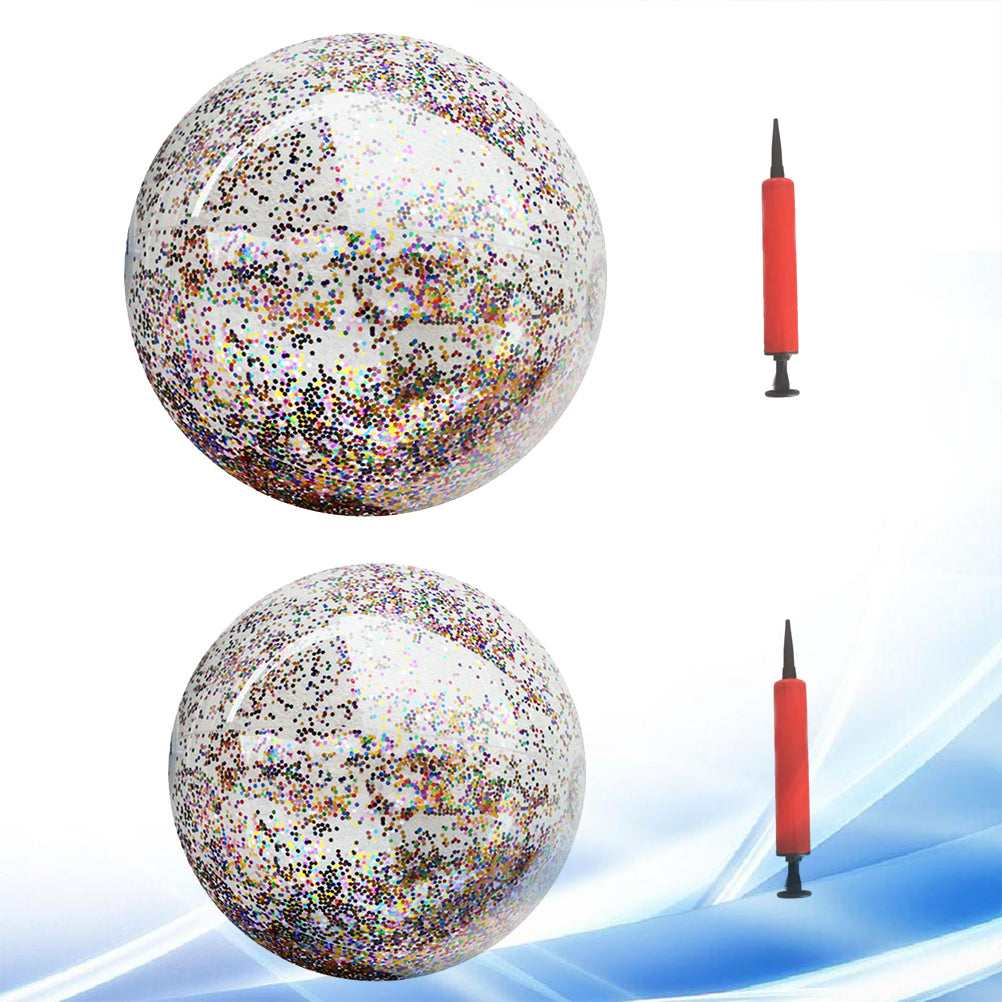 4pcs Glitter Sequin Beach Balls Inflatable PVC Toys with Pumps K289